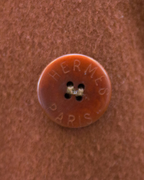 Brown Cashmere Double Breasted Jacket in Rust