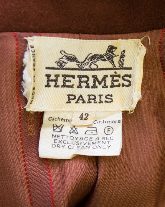 Brown Cashmere Double Breasted Jacket in Rust