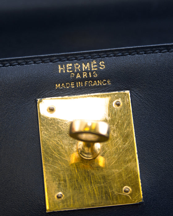 Hermès Hermes Kelly bag 28 navy blue box leather upholstery ref.925921 -  Joli Closet