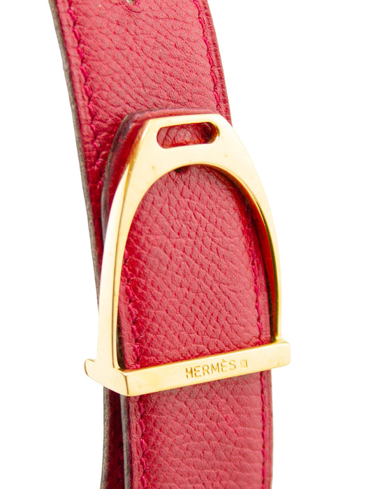 Red Leather Stirrup Buckle Belt