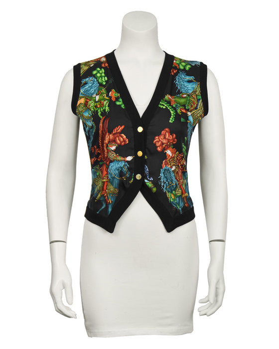 Black Knit and Silk Vest