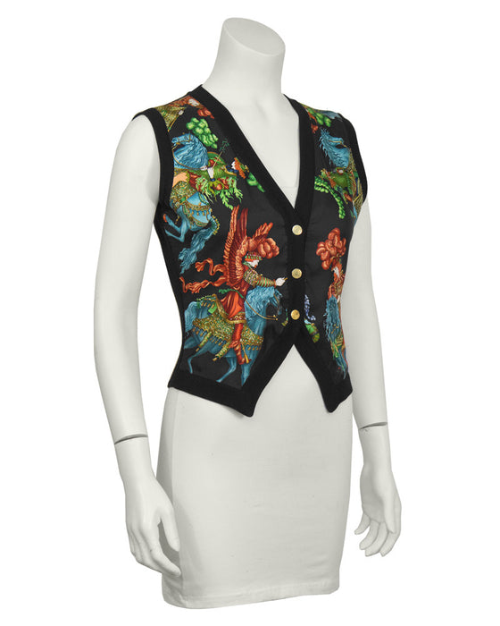 Black Knit and Silk Vest