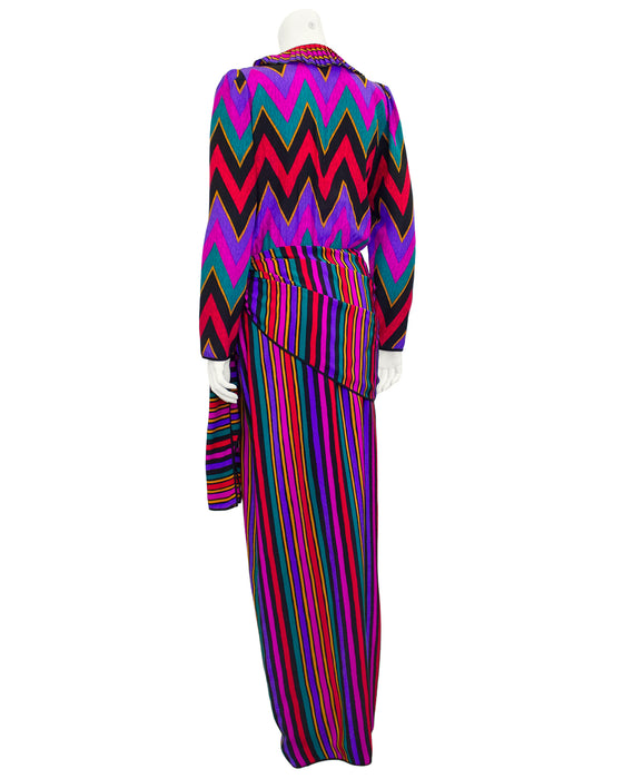 Multi-Color Silk Mid Length Dress