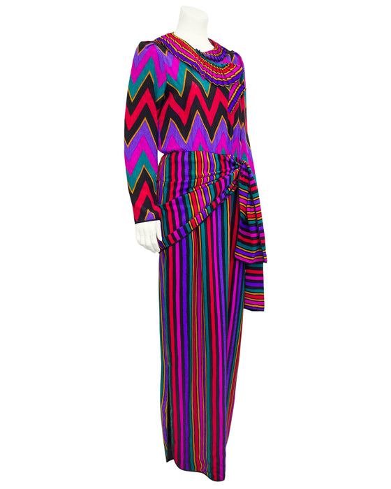 Multi-Color Silk Mid Length Dress