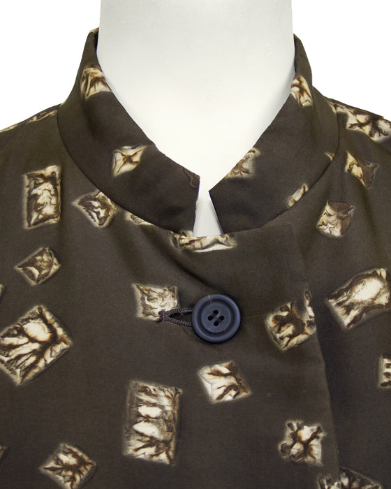 Brown Printed Silk Jacket