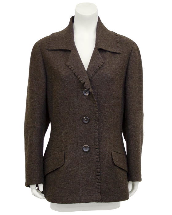 Brown Felted Wool Peacoat