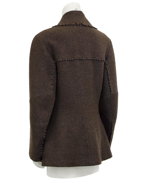 Brown Felted Wool Peacoat