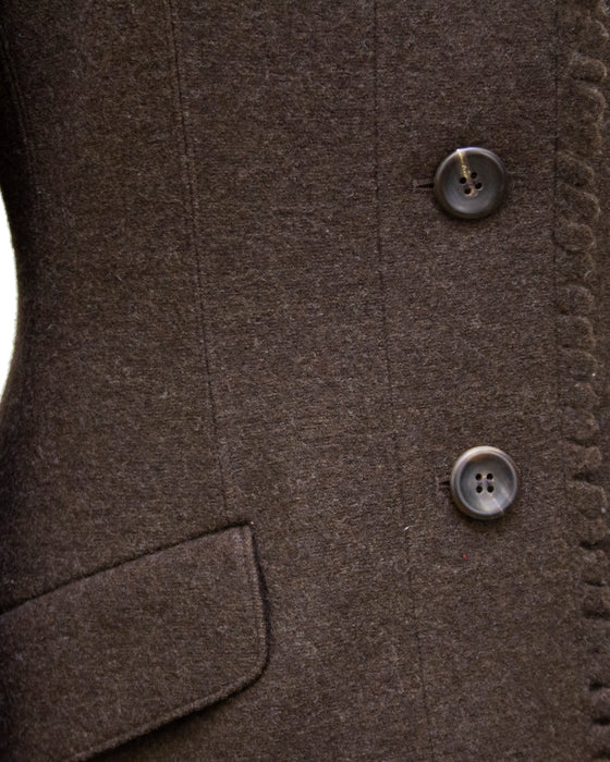 Brown Felted Wool Peacoat