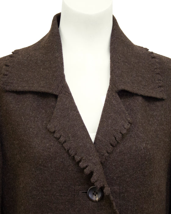 Brown Felted Wool Peacoat