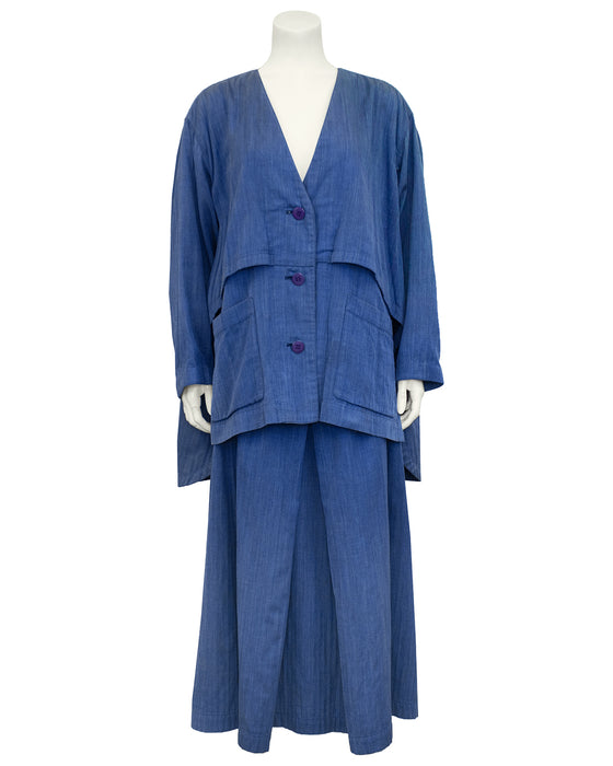 Blue Cotton Oversize Ensemble
