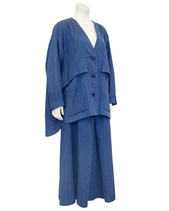 Blue Cotton Oversize Ensemble