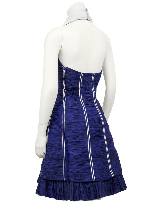 Navy Blue Micro Pleated Cocktail Dress