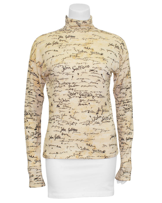 Cream Script Turtleneck