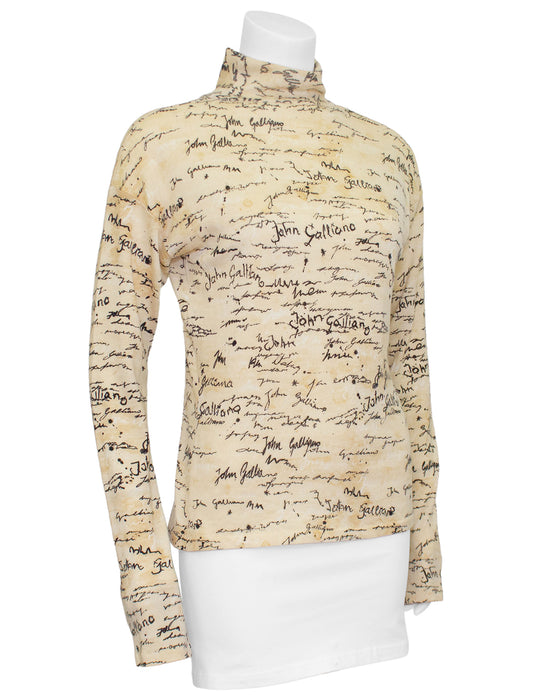 Cream Script Turtleneck