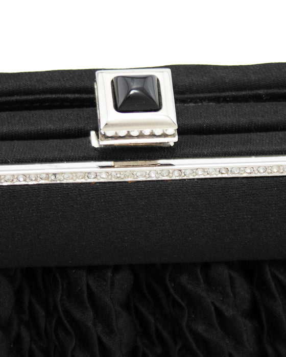 Black Evening Bag with Greek Key Details