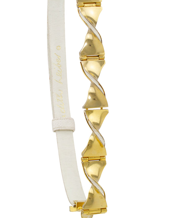 White and Gold Judith Leiber Skin Belt