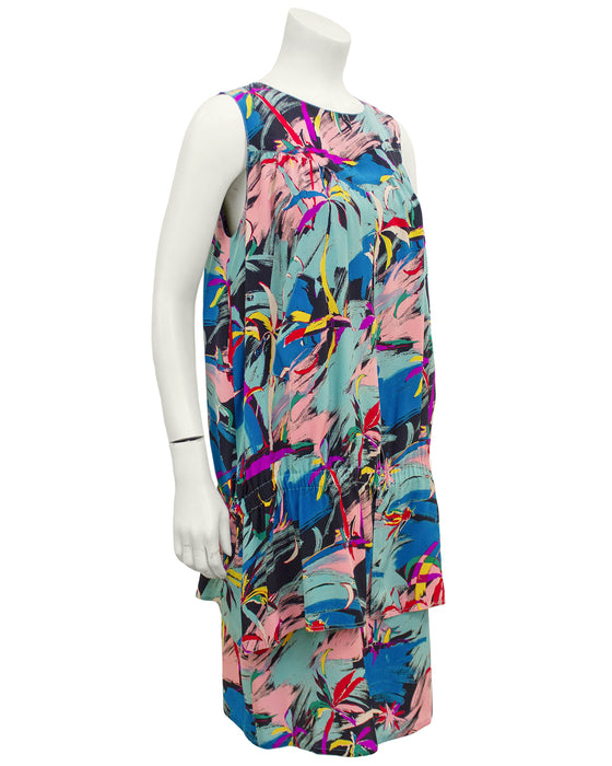 Multi-Colour Tropical Abstract Print Dress