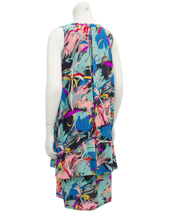 Multi-Colour Tropical Abstract Print Dress