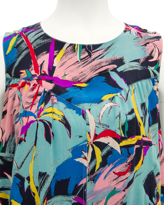 Multi-Colour Tropical Abstract Print Dress