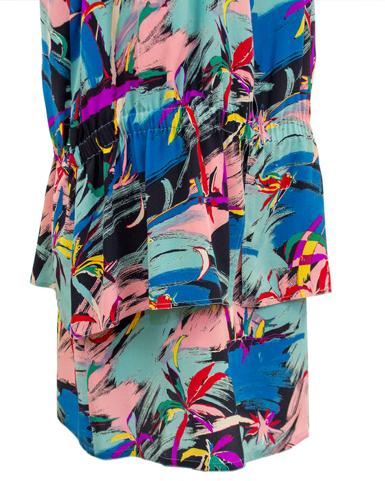 Multi-Colour Tropical Abstract Print Dress