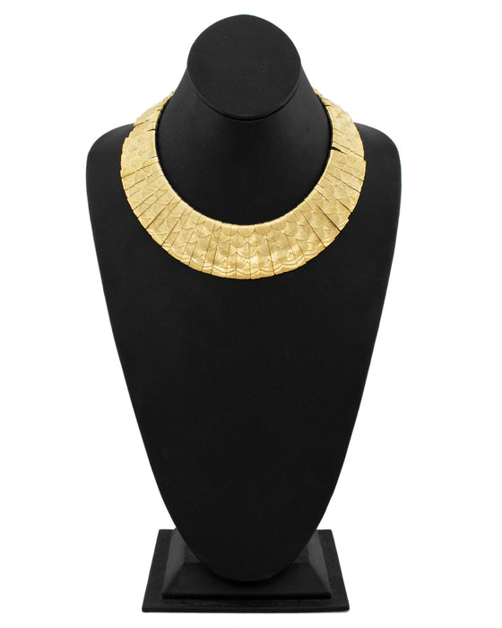 Gold Scalloped Statement Bib Necklace