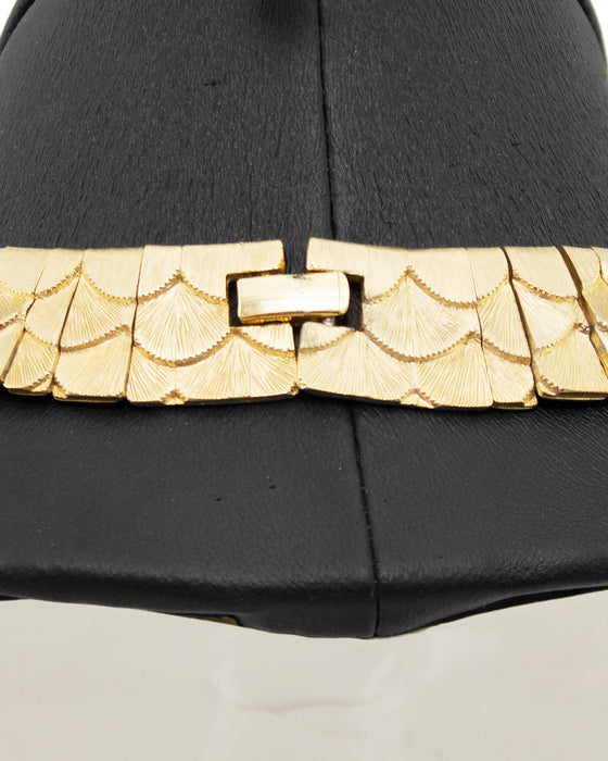 Gold Scalloped Statement Bib Necklace