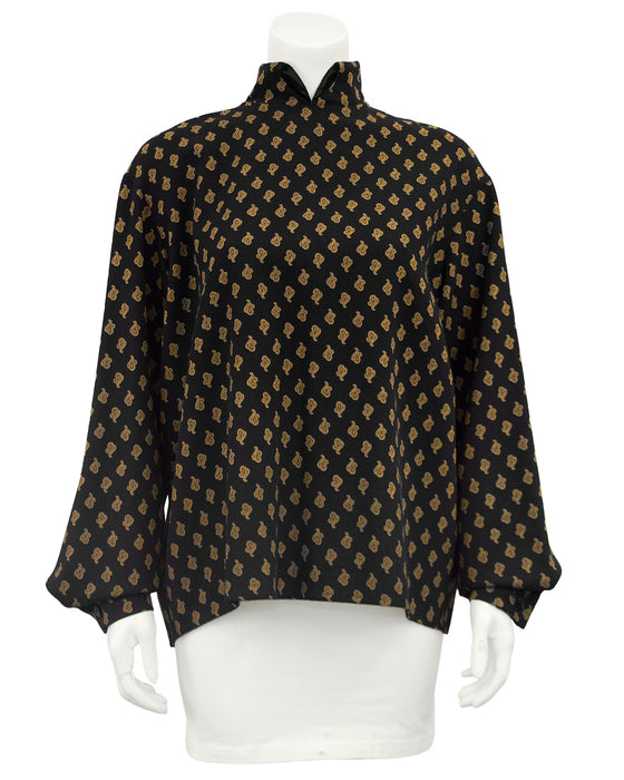 Black and Brown Wool Paisley Blouse