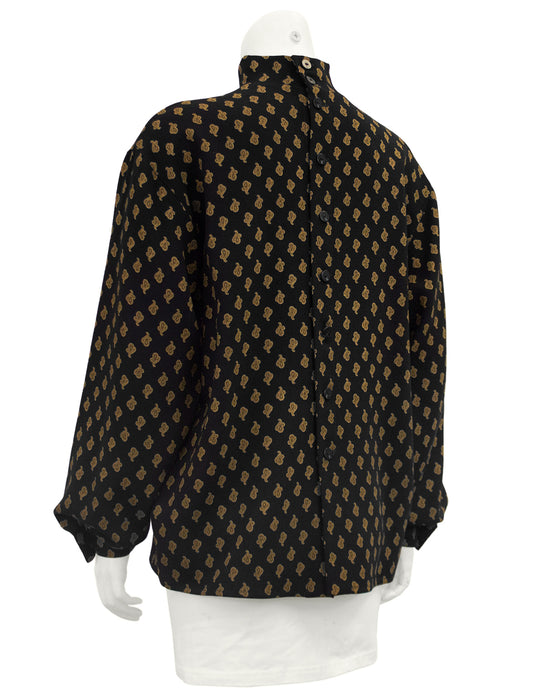 Black and Brown Wool Paisley Blouse