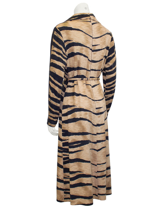 Beige and Black La Mendola Tiger Stripe Shirt Dress