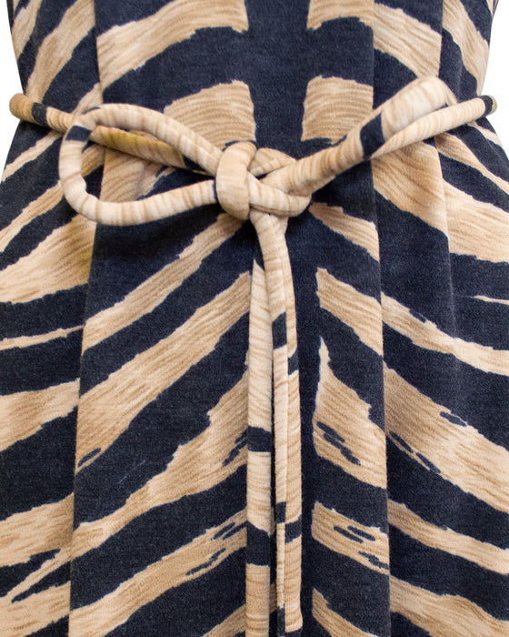Beige and Black La Mendola Tiger Stripe Shirt Dress