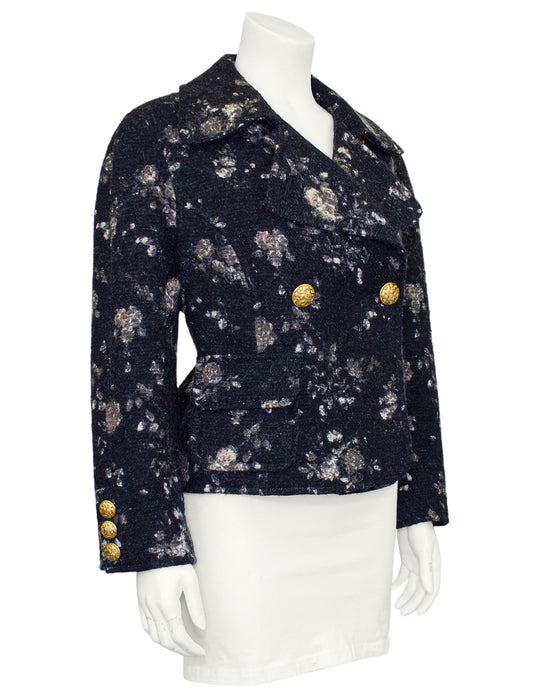 Grey Wool and Mohair Floral Jacket