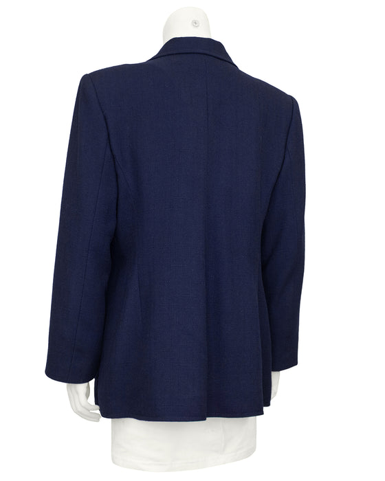 Navy Blue Double Breasted Blazer with Crest