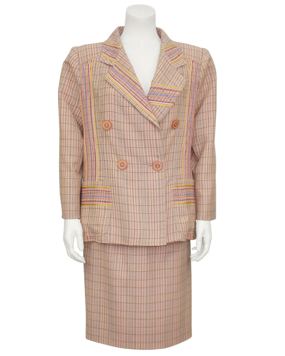 Peach Striped Skirt Suit