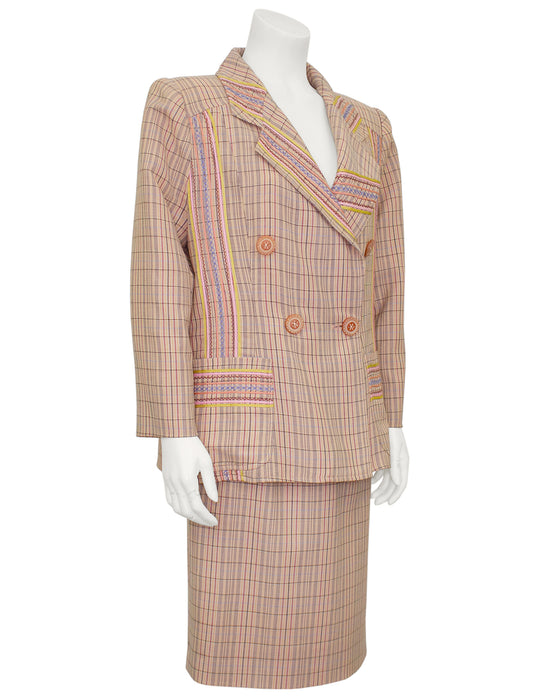 Peach Striped Skirt Suit