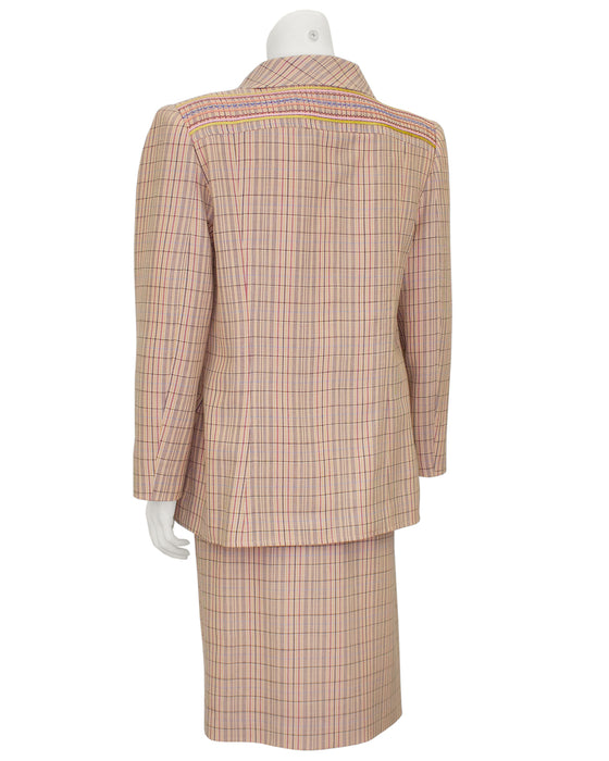 Peach Striped Skirt Suit