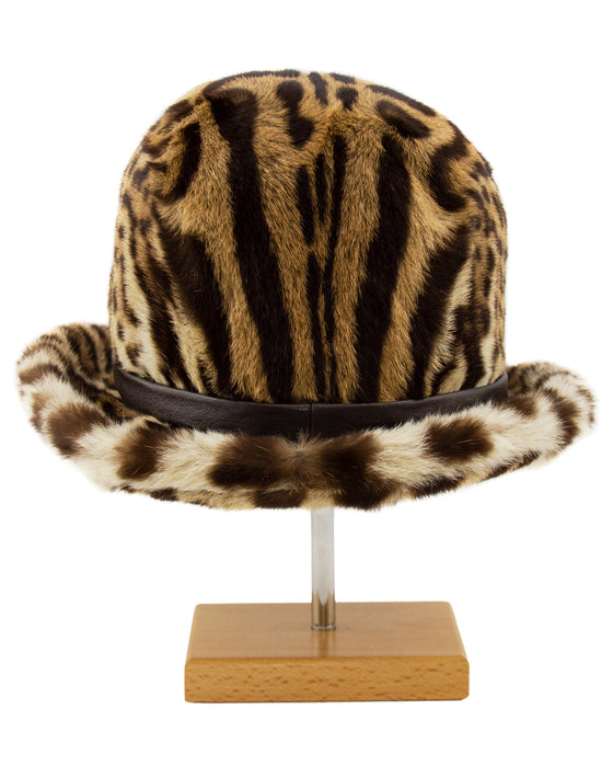 Stencil Fur Faux Leopard Bowler Hat