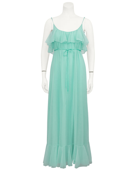 Sea Foam Green Poly Chiffon Nightgown