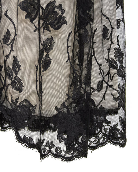 Cream Gown with Black Lace Overlay Vintage Couture