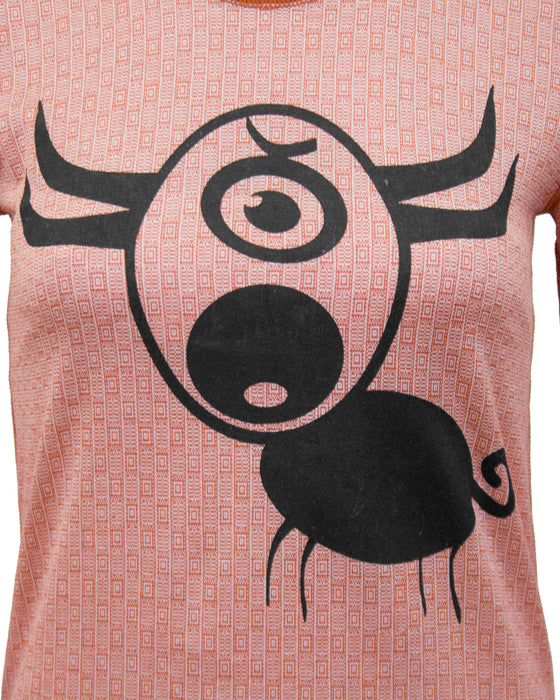 Orange shirt with abstract bull