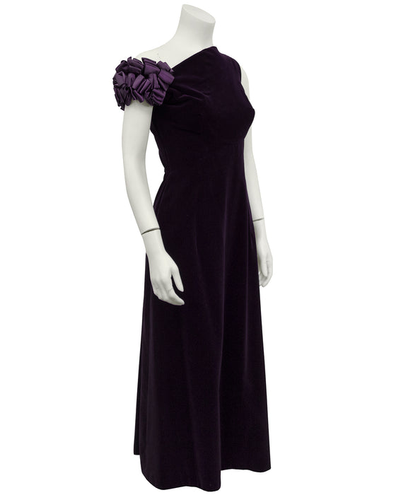 Purple Velvet Gown and Satin Evening Coat