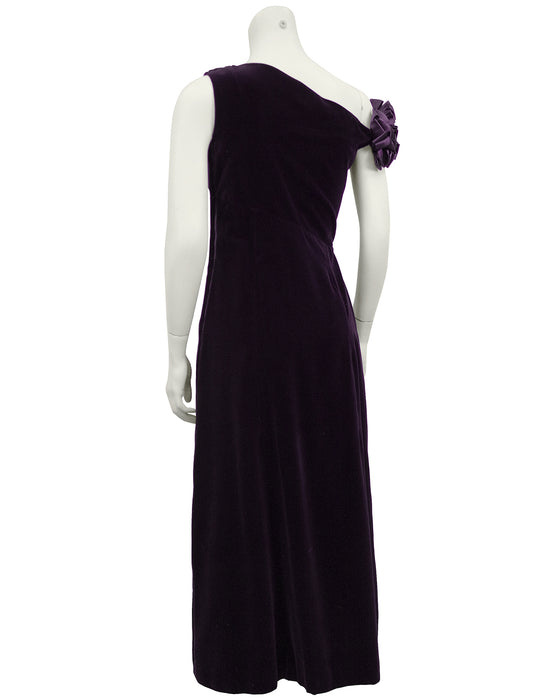 Purple Velvet Gown and Satin Evening Coat