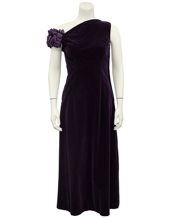 Purple Velvet Gown and Satin Evening Coat