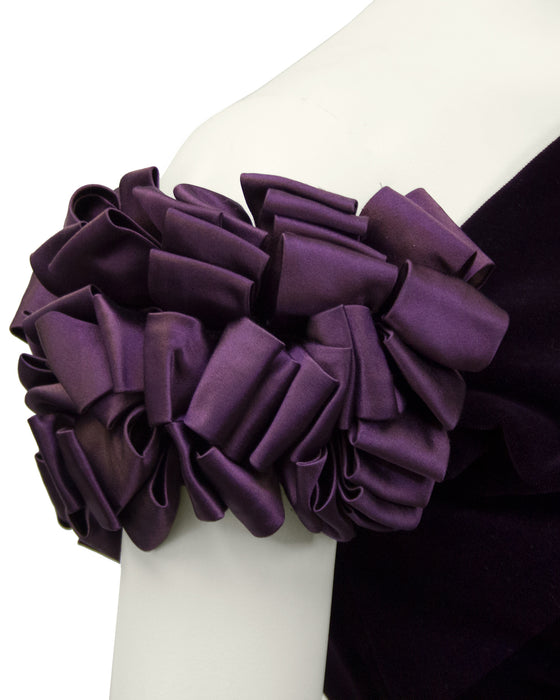 Purple Velvet Gown and Satin Evening Coat