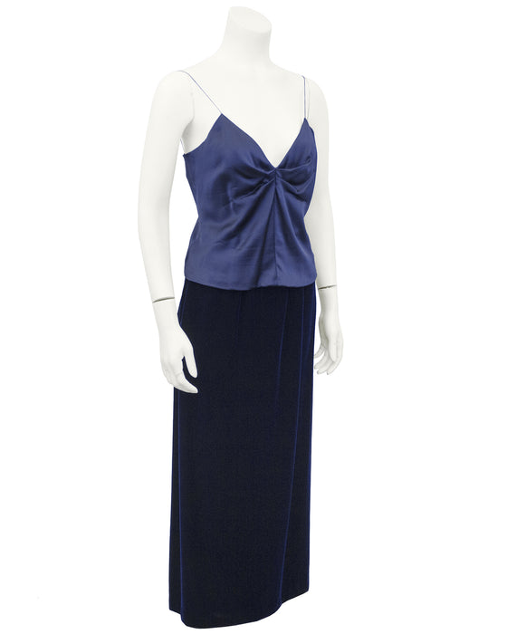 Navy Blue Velvet and Silk 3 pc. Ensemble