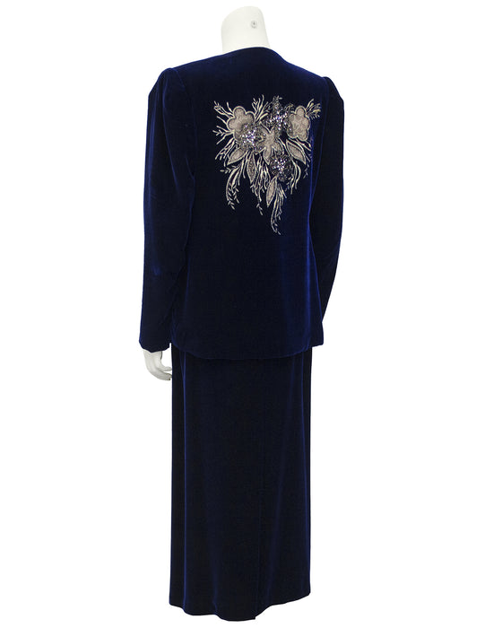 Navy Blue Velvet and Silk 3 pc. Ensemble