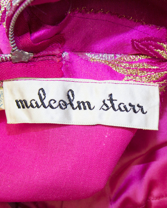 Pink and Metallic Floral Brocade Tea Gown