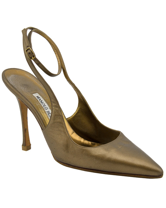 Bronze Mules With Ankle Strap
