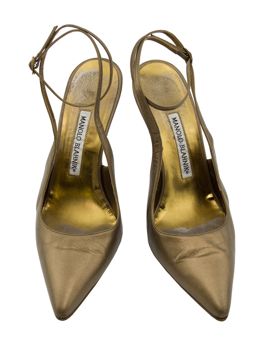 Bronze Mules With Ankle Strap