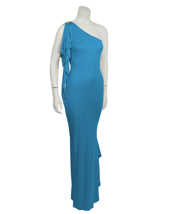 Blue One Shoulder Gown