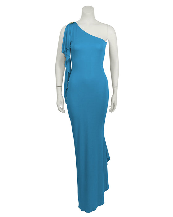 Blue One Shoulder Gown